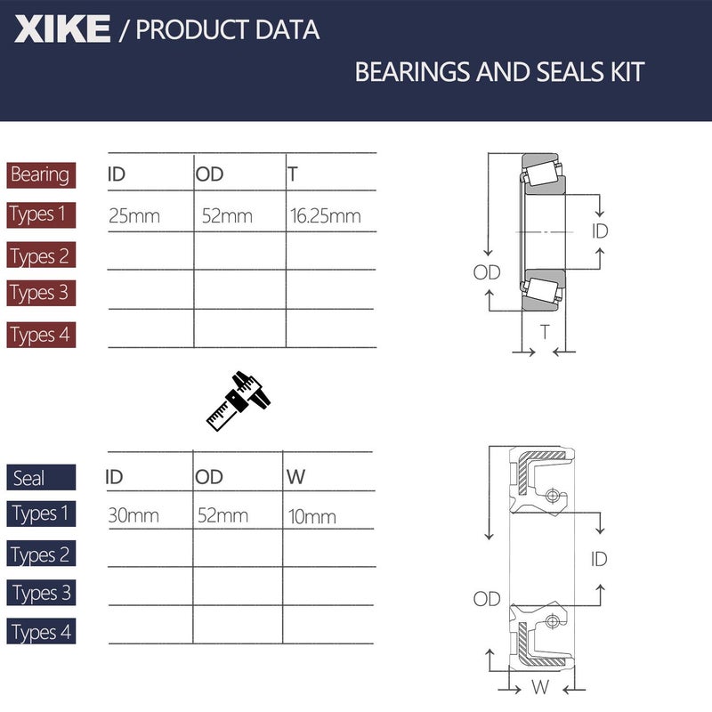 XiKe 1 Set Fits 25mm Axles Trailer Wheel Hub Kit, Include 30205 Bearings, TC30x52x10mm Seal, OD 52mm Dust Cover and Cotter Pin. - Image 2